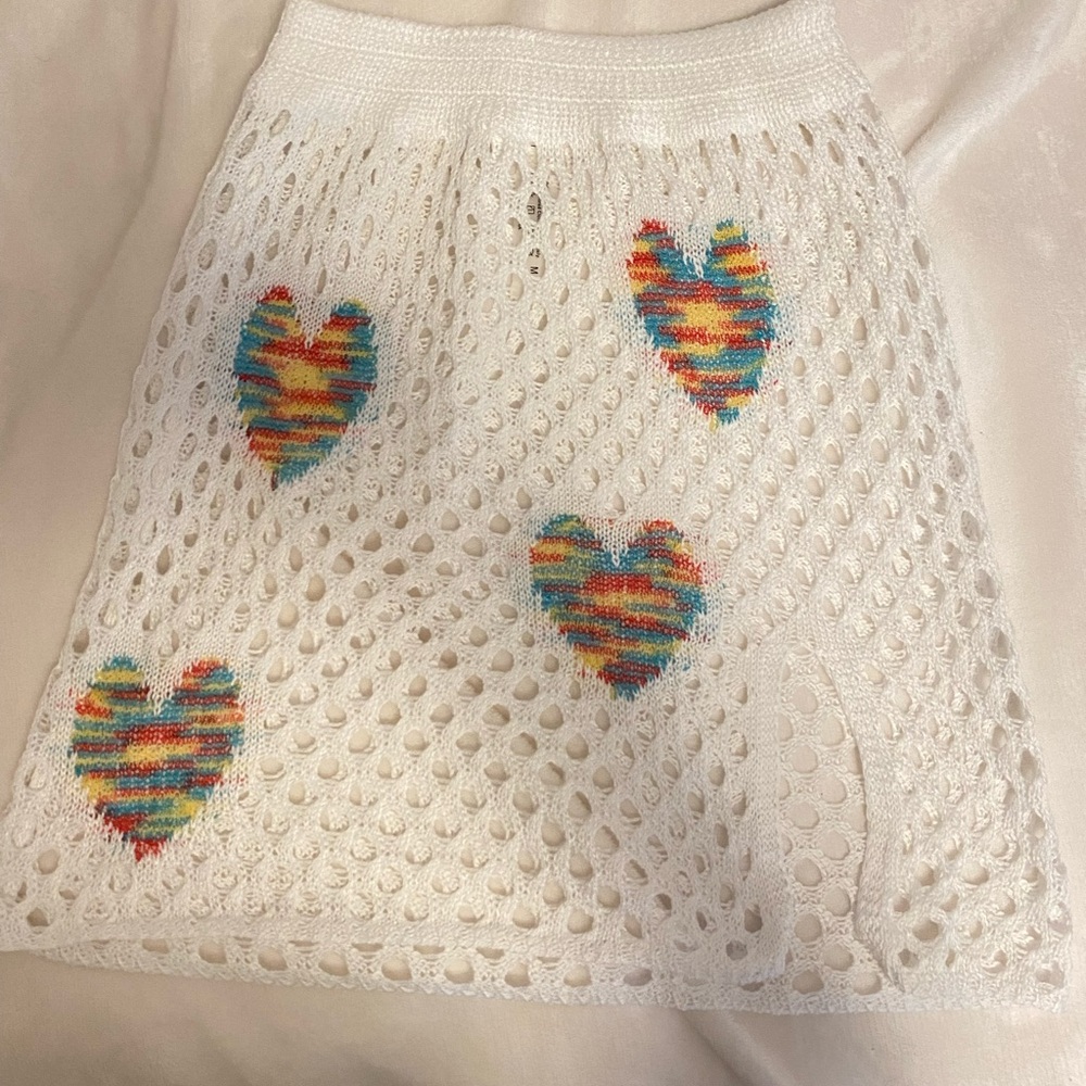 Colorful Heart Patterned Crochet Skirt